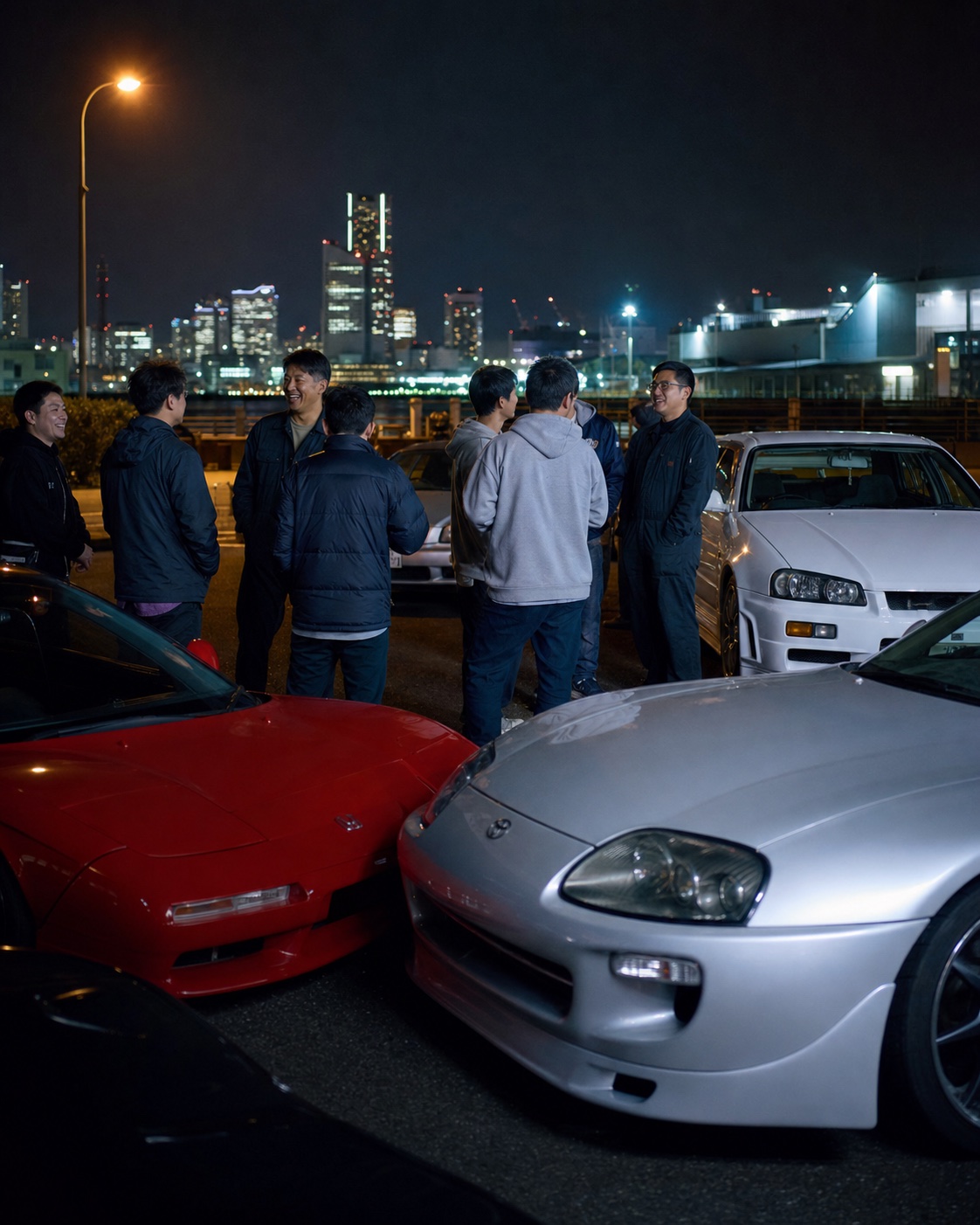 Passionnés réunis de nuit à Yokohama