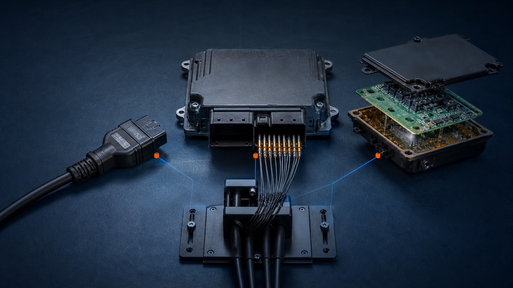 OBD, Bench or Boot: three ways to access an ECU — editorial illustration